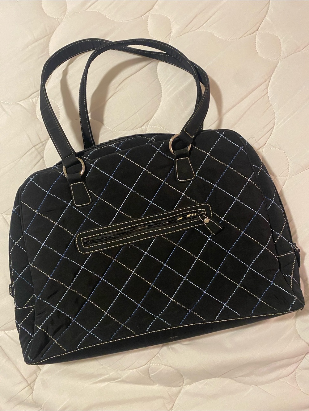 Vera Bradley commuter tote briefcase laptop Black Quilted Shoulder Bag